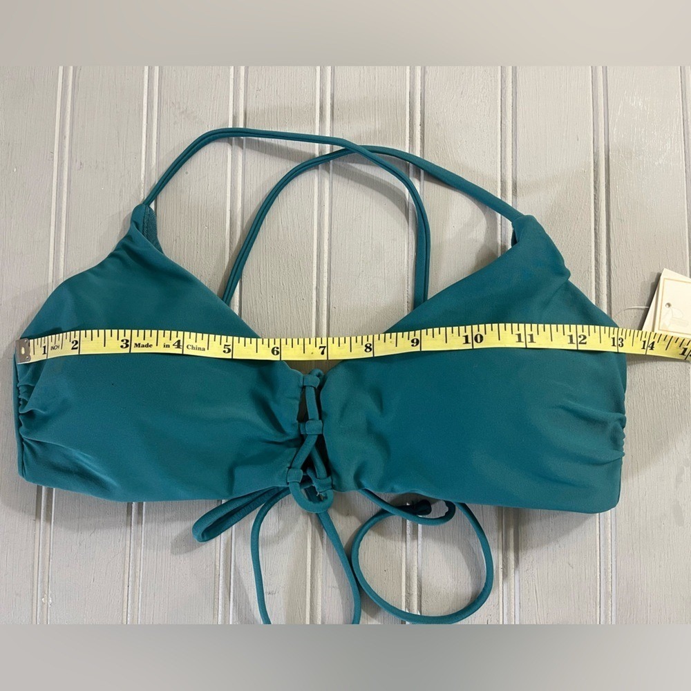 Hula Honey Lace Up Bikini Top Crisscross Strappy Juniors Large Teal Green NWT - Picture 8 of 10